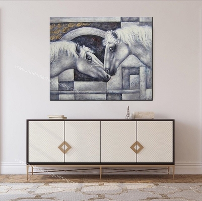 Modern Horizontal Canvas Horse Painting 100% Handmade Animal Paintings Home Decor Canvas Art for Room Entrance