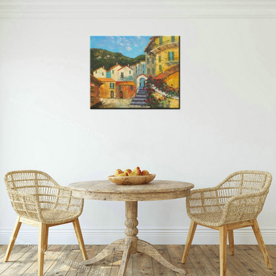 Mediterranean Sea Garden Oil Painting on Canvas for Home Decor Europeanism Landscape Wall Art for Dining Room Decoration