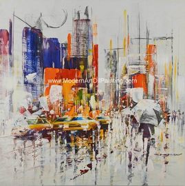 Handmade Abstract cityscape wall art painting,  Acrylic Canvas Paintings streched