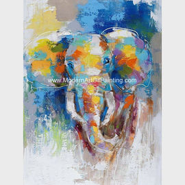 Abstract Colorful Elephant Painting On Canvas / Animal Print Canvas Wall Art