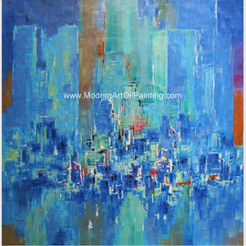 Abstract Cityscape Painting On Canvas , Framed Oil Paintings For Modern House Decorative