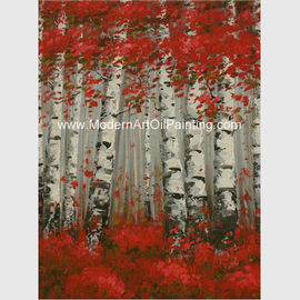 Hand Painted Modern Art Oil Painting Brich Forest , Abstract Landscape Painting