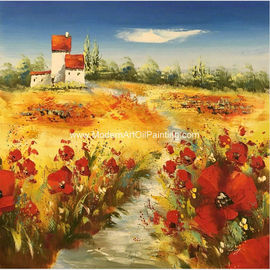 Heavy Impasto  Palette Knife  Painting Floral Poppies Handmade Thick Oil
