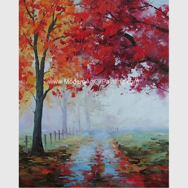 Abstract Palette Knife Oil Painting Handmade Landscape Autumn Forest For Star Hotels