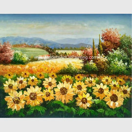 Custom Palette Knife Sunflowers Oil Painting, Decorative Hand Painted Art on Canvas