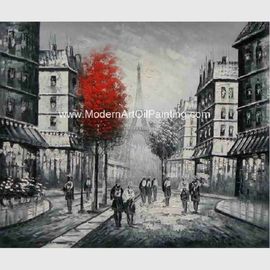 Paris Painting Black And White , Impression Palette Knife Landscape Painting