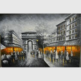 Canvas Paris Cityscape Paintings , Oil Painting Modern Abstract Art Bars