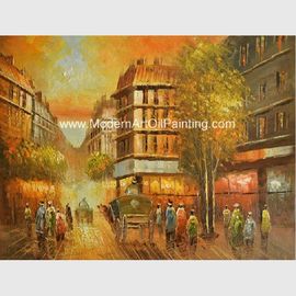 Framed Paris Oil Painting Eiffel Tower Paris Street Eco-Friendly For Leisure Clubs