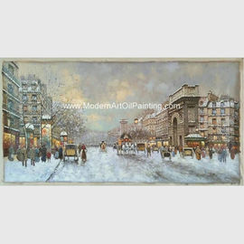 Framed Paris Oil Painting , Impressionist Landscape Paintings Thick Oil On Canvas