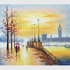 Hand Painted Paris Oil Painting Acrylic  Scenery Building Eco Friendly For Wall Deco