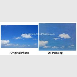 Modern Landscape Portrait Painting Sky Blue Oil Paint From Photo Holiday Gift