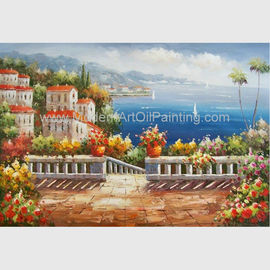 Handmade Mediterranean Landscape Oil Painting Garden Scene Oil Painting for Decor