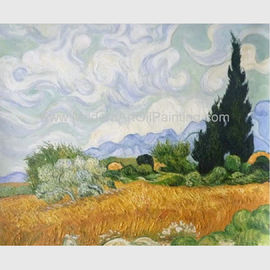 Handmade Vincent Van Gogh Oil Paintings Reproduction Wheat Field with Cypresses