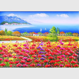 Red Poppy Floral Oil Painting Mediterranean Sea Oil Paintings By Knife