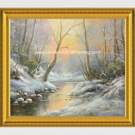 Framed Custom Winter Landscape Painting With Snow  Neo - Classic Style