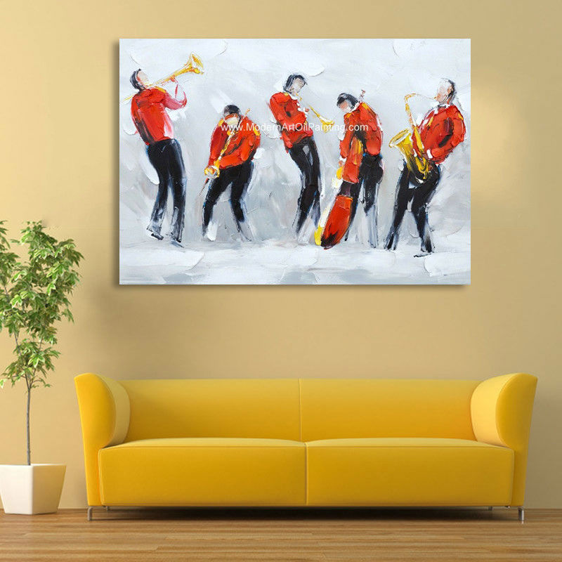 Large Contemporary Oil Paintings Music People Polyester Fabric For Living Room Wall Decor