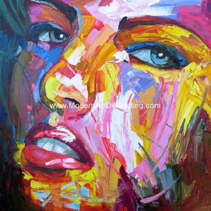 Large Thick Oil Palette Knife Oil Painting Woman Canvas