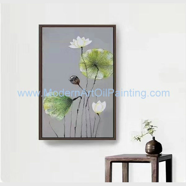 Get Wallpaper Hand Painted Lotus Paintings Decorative And Textured Flower Wall Art Paintings On Canvas HD