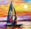 Impressionism Sunrise Seascape Oil Paintings Palette Knife Sailboat Flexible