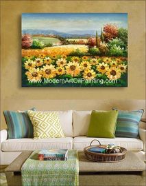 Custom Palette Knife Sunflowers Oil Painting, Decorative Hand Painted Art on Canvas