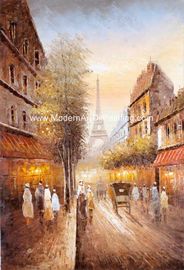 Custom Knife palette Pairs Street Oil Painting Cityscape Wall Art On Canvas