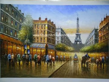 100% Handmade Paris Oil Painting Palette Knife Eiffel Tower Paris Scenery On Canvas