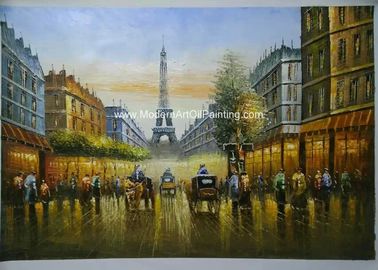 100% Handmade Paris Oil Painting Palette Knife Eiffel Tower Paris Scenery On Canvas