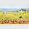 Modern Abstract Landscape Oil Painting Yellow Red Tuscany Village Companies Decor