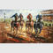 Abstract Palette Knife Oil Painting On Canvas  / Horses Running  Sports Art Painting