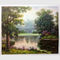 HandPainted Green Modern Contemporary Landscape Paintings Lakeside Stroll By Famous Artist