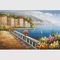 European Mediterranean Oil Painting , Handmade Canvas Flower Garden Oil Painting