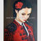 Human Figure Painting Oil Painting Canvas / Smoking Woman In Red Painting