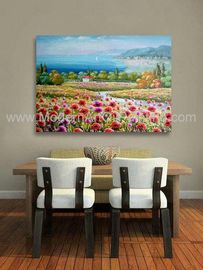 Decorative Red Modern Floral Paintings Canvas / Realistic Flower Landscape Paintings