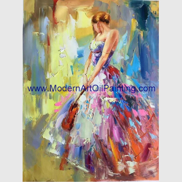 Large Thick Oil Palette Knife Oil Painting woman canvas Colorful female ...