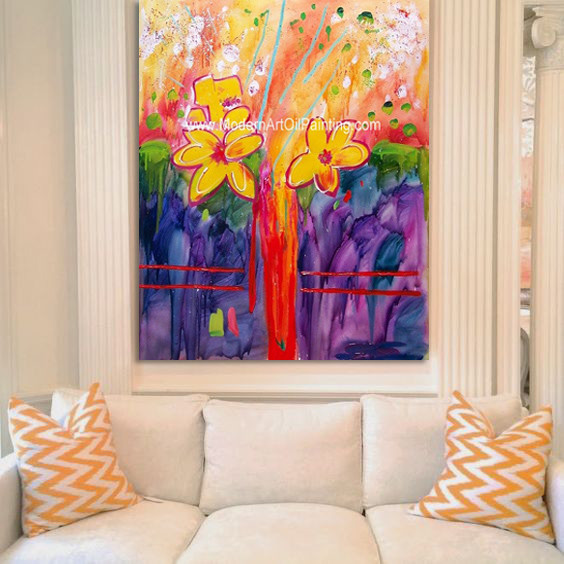Flower Framed Abstract Oil Painting Handmade By Acrylic On Canvas
